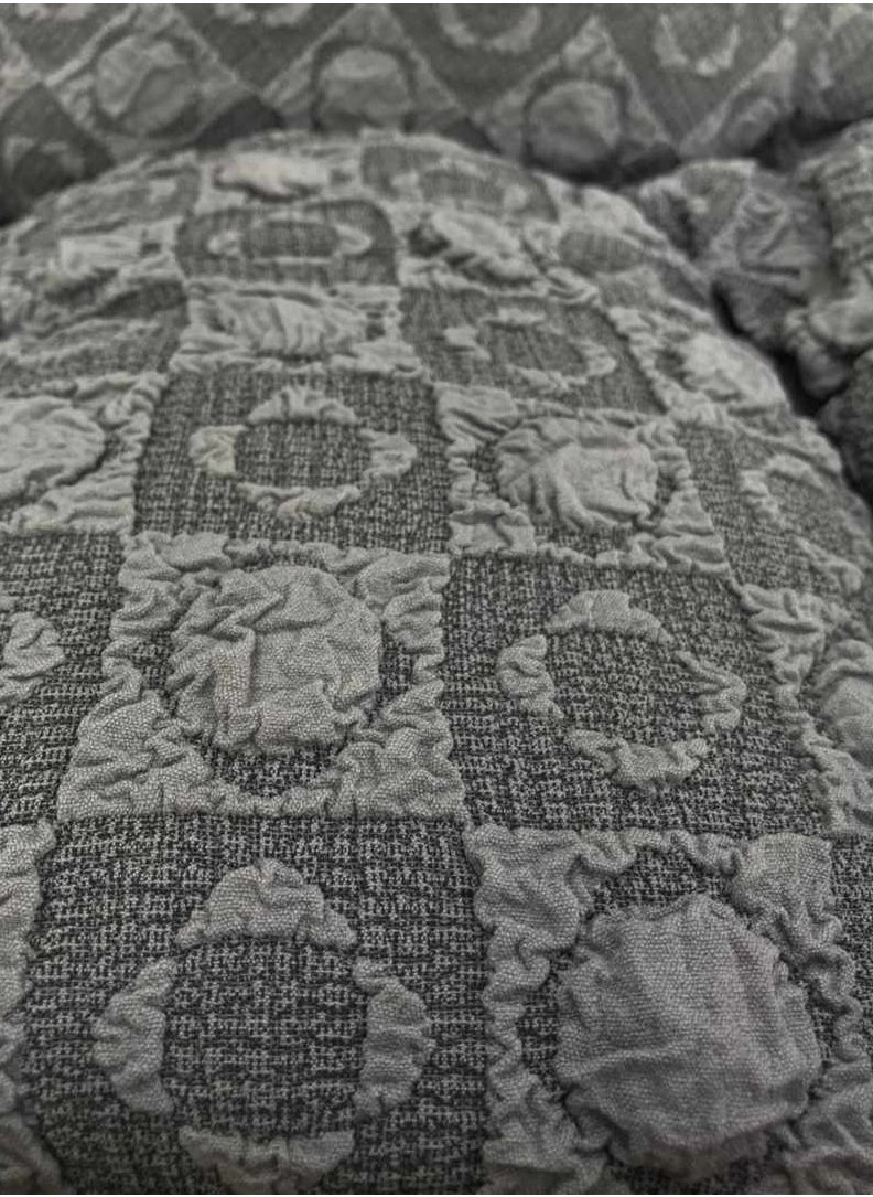 EVORY HOME Sofa Cover Jacquard 4-Pieces Set of 7-Seater (3+2+1+1) Super Stretchable Anti-Wrinkle Slip Resistant Furniture Protector  - Image 3