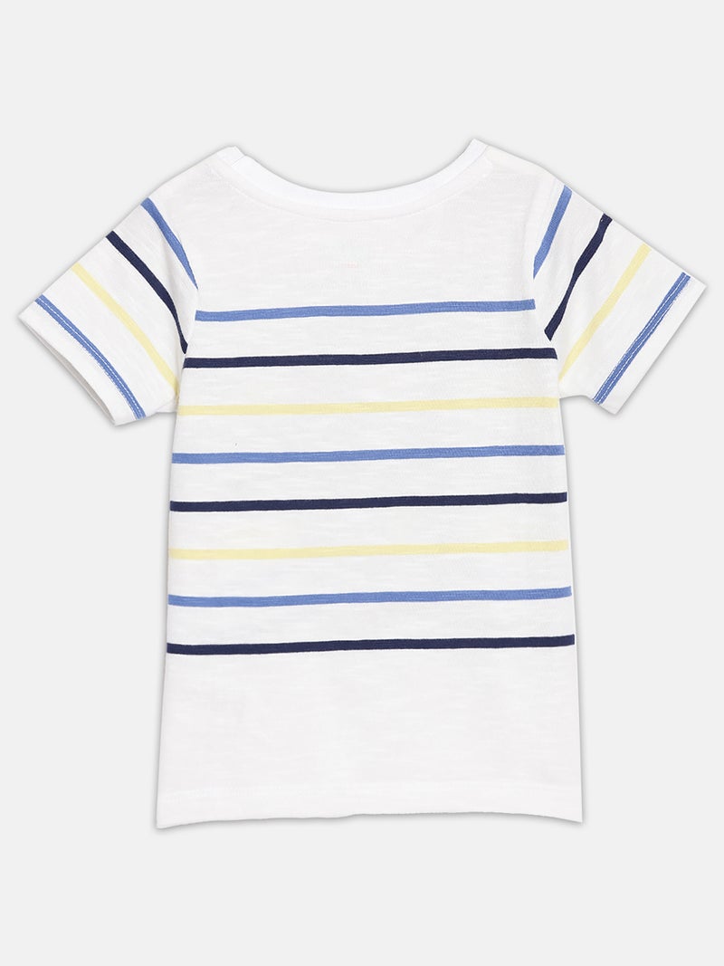 Broon Infant Boys White and Orange Printed Organic Cotton T-shirt with Shorts Set - Image 3