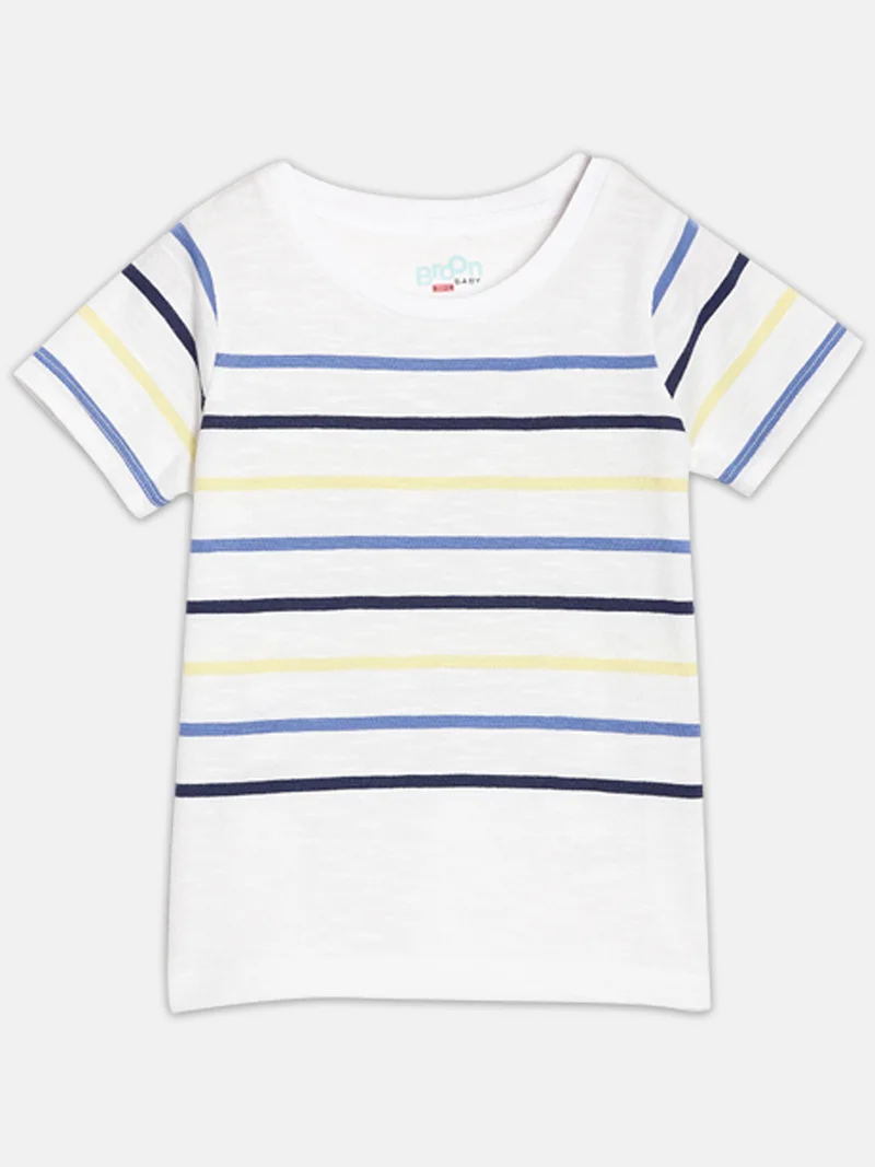 Broon Broon Infant Boys White and Orange Printed Organic Cotton T-shirt with Shorts Set