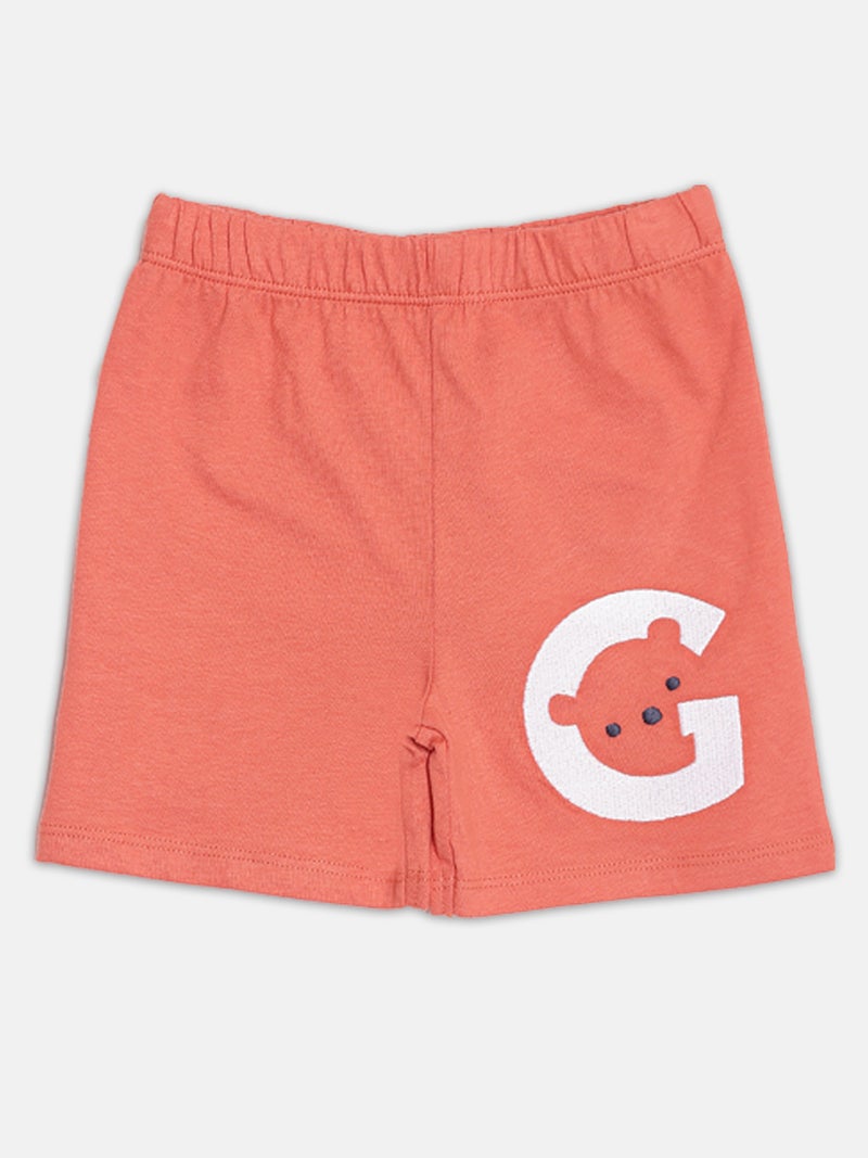 Broon Infant Boys White and Orange Printed Organic Cotton T-shirt with Shorts Set - Image 4