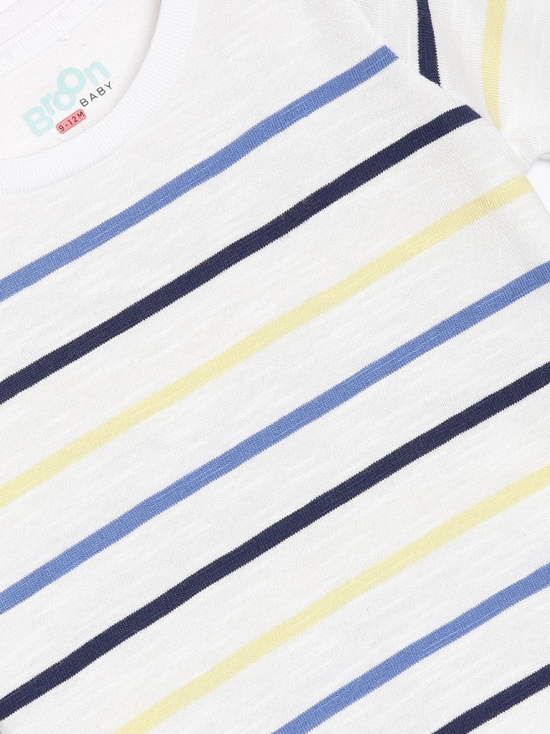 Broon Infant Boys White and Orange Printed Organic Cotton T-shirt with Shorts Set - Image 5