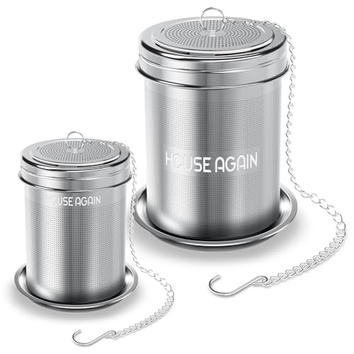 House Again Tea Infuser, Extra Fine Mesh Tea Strainers for Loose Tea, 18/8 Stainless Steel Tea Strainer with Extended Chain Hook, Tea Steeper for Brew Tea, Spices & Seasonings, for Single Cup - Image 1