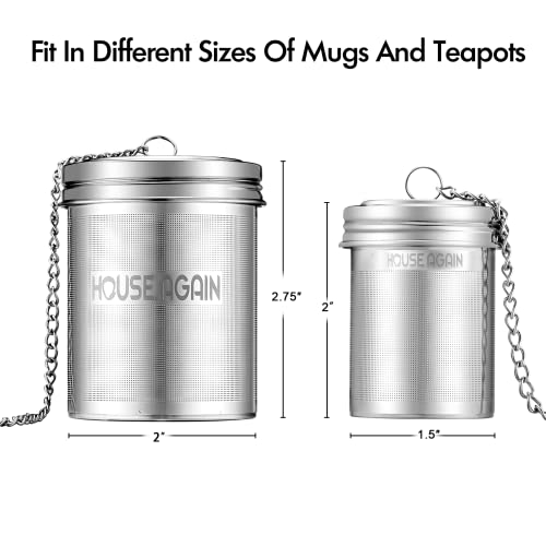 House Again Tea Infuser, Extra Fine Mesh Tea Strainers for Loose Tea, 18/8 Stainless Steel Tea Strainer with Extended Chain Hook, Tea Steeper for Brew Tea, Spices & Seasonings, for Single Cup - Image 3