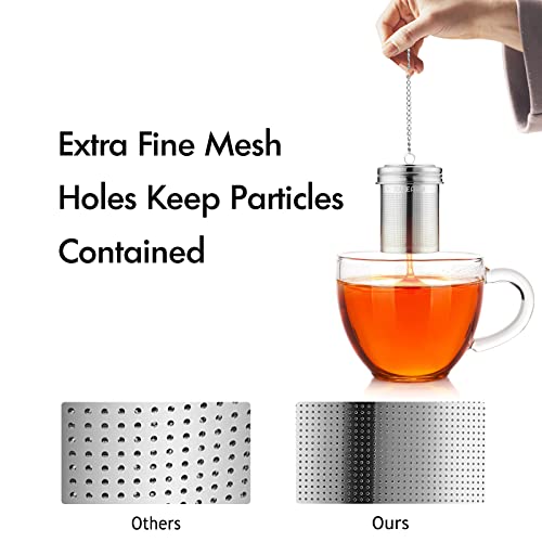 House Again Tea Infuser, Extra Fine Mesh Tea Strainers for Loose Tea, 18/8 Stainless Steel Tea Strainer with Extended Chain Hook, Tea Steeper for Brew Tea, Spices & Seasonings, for Single Cup - Image 2