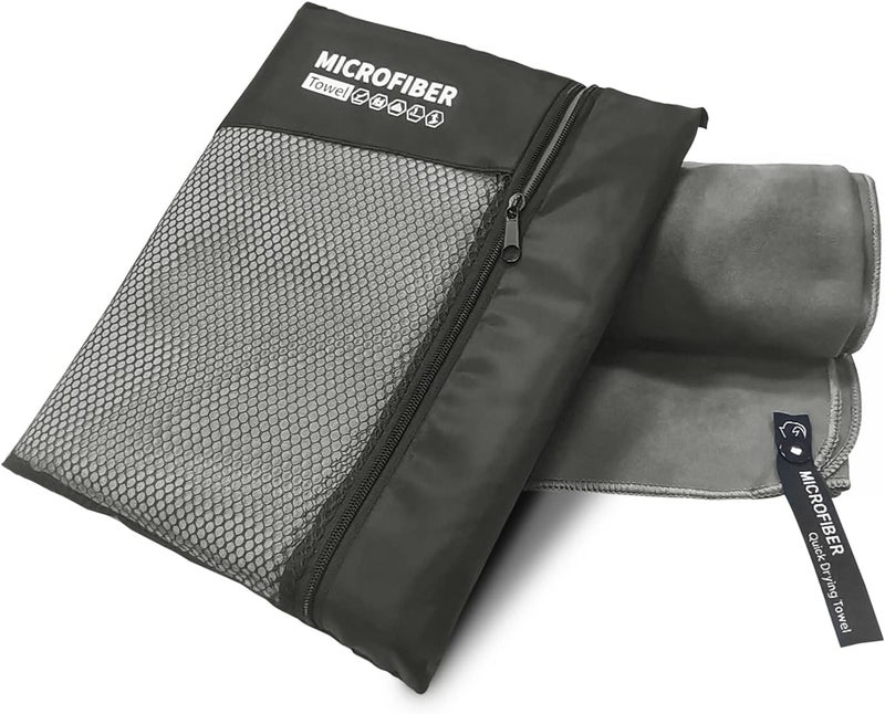 Ofrdncy Microfiber Towel Perfect Travel & Sports &Beach Towel. Fast Drying - Super Absorbent - Ultra Compact. Suitable for Camping, Backpacking,Gym, Beach, Swimming,Yoga(Grey) - Image 1