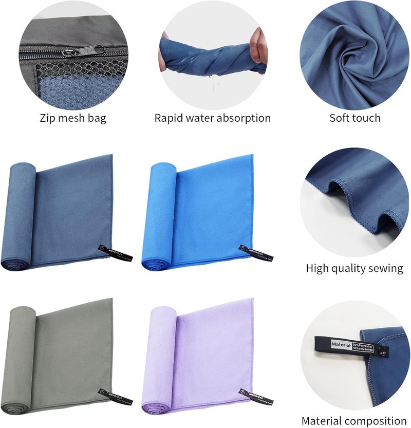 Ofrdncy Microfiber Towel Perfect Travel & Sports &Beach Towel. Fast Drying - Super Absorbent - Ultra Compact. Suitable for Camping, Backpacking,Gym, Beach, Swimming,Yoga(Grey) - Image 5
