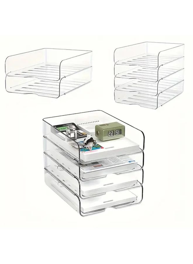 2 حامل مستندات شفاف قابل للتكديس بحجم A4 ورف قائم بذاته للكتب - Image 4