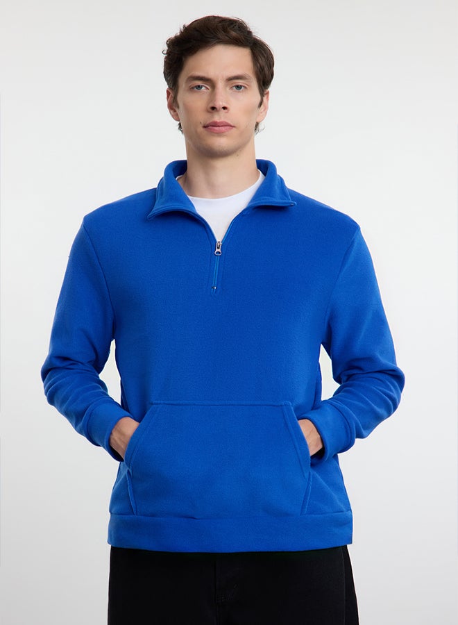 trendyol Saks Regular/Normal Cut Stand Collar Anti-Pilling Warm/Fleece Sweatshirt - Image 2