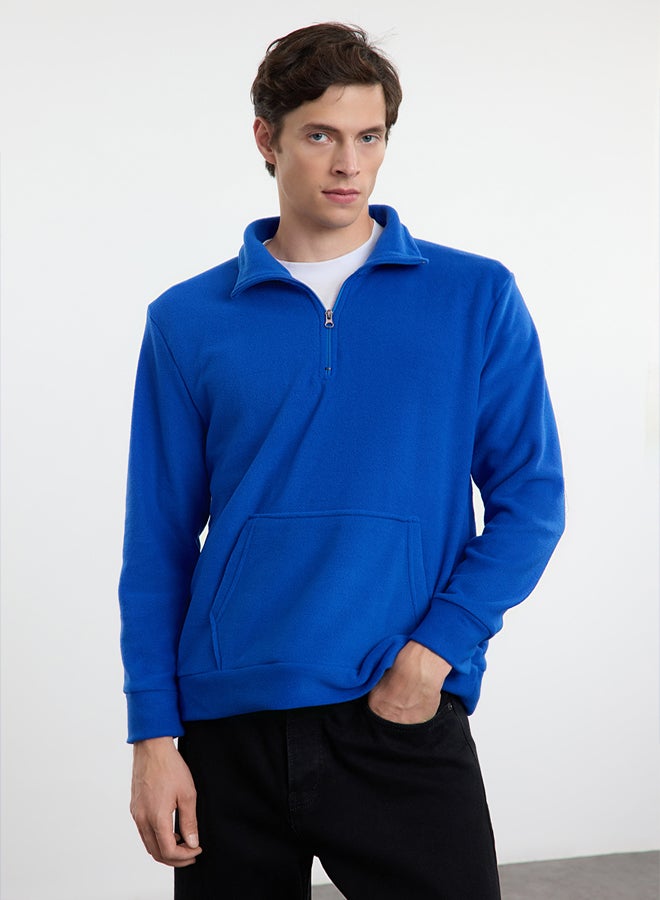 trendyol Saks Regular/Normal Cut Stand Collar Anti-Pilling Warm/Fleece Sweatshirt - Image 1