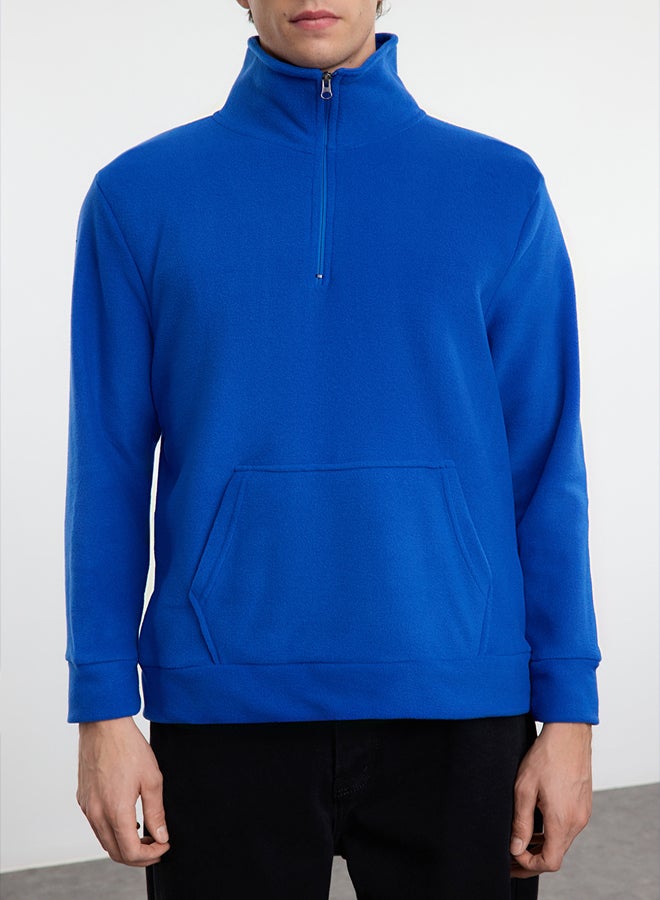 trendyol Saks Regular/Normal Cut Stand Collar Anti-Pilling Warm/Fleece Sweatshirt - Image 3