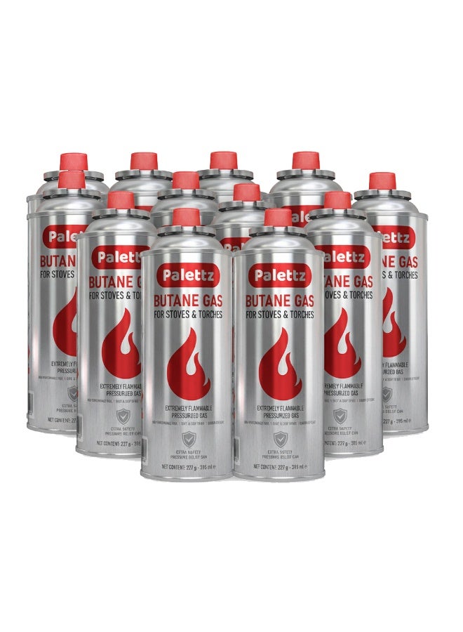 NATIONAL PAINTS عبوة غاز البيوتان لإعادة التعبئة 227 جرام (395 مل)، خزان وقود محمول ممتاز لأسطوانات الطهي، لحام الشعلة، الشواء، التدفئة والطهي في الهواء الطلق، نقاء عالي >98% من البيوتان، علبة قفل سهلة وآمنة.