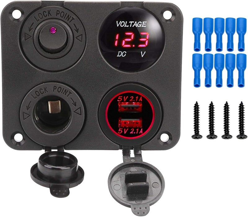 Wivplex 12V 4 In 1 Car Charger with Dual USB and Voltmeter - Image 1
