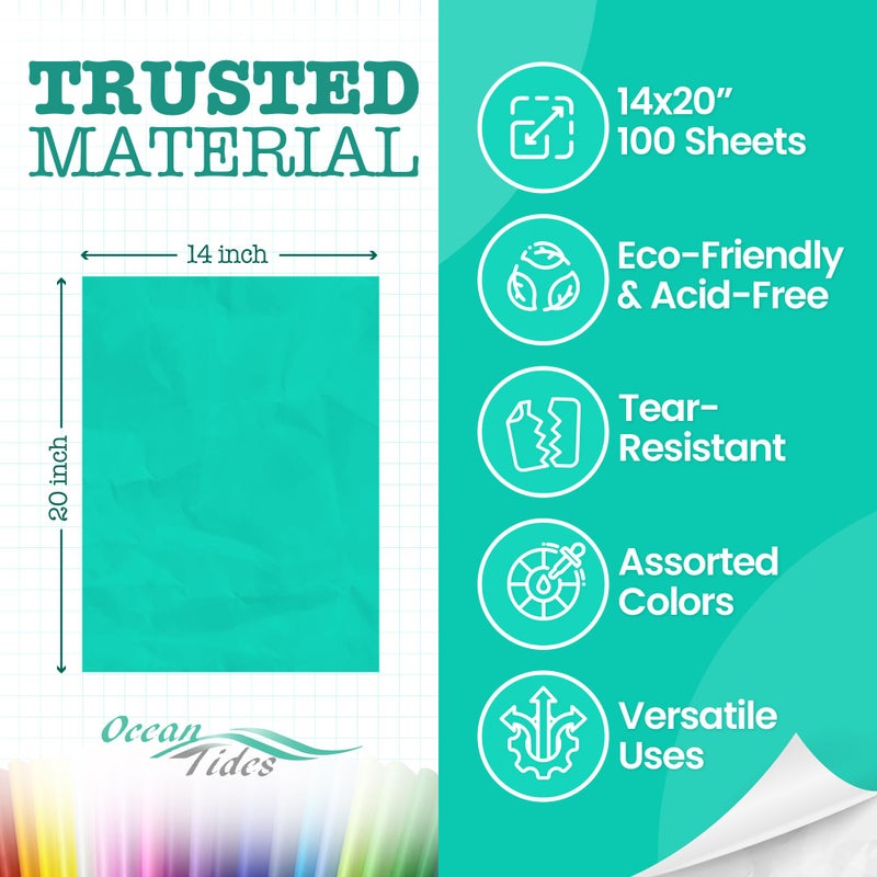 Ocean Tides Premium Wrapping Paper â€“ 100 Sheets (14 x 20 Inches) Colored Tissue Paper for Gift Bags, Birthday Party, Flower Decoration, Mother's Day, Wedding, Crafting & Custom Art Projects - Assorted - Image 5