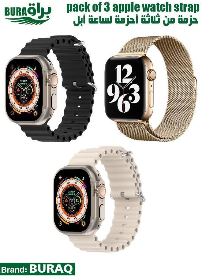 BURAQ - Apple Watch Band Strap For Apple Watch Ultra 2/Ultra 49mm, Series 10 46mm, 9/8/7 45mm, SE2/SE/6/5/4 44mm, 3/2/1 42mm - Image 1