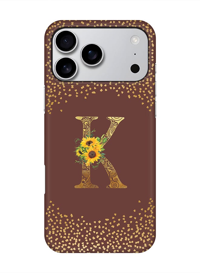 Stylizedd For iPhone 17 Pro Max,Case, [Compatible with MagSafe] Magnetic cover Slim fit Protection Matte, - Custom Floral Monogram - K  (Brown )