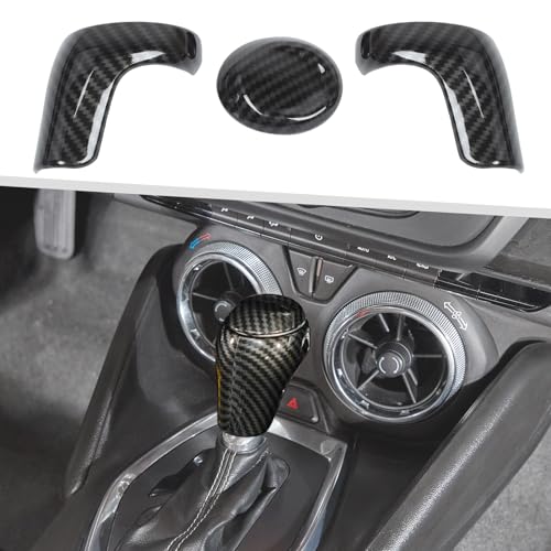 Jimen Fit for Chevrolet Camaro 20162024 3PCS Center Console Gear Shifter Knob Cover Trim Carbon Fiber - Image 1