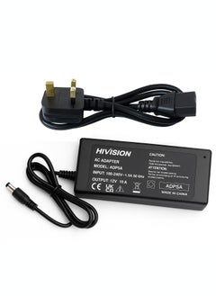 Hivision 12V 10A Power Supply Adapter – AC 110V~240V to DC 12V Converter – Universal Transformer for CCTV, LED Strips, and Electronic Projects  - Image 1
