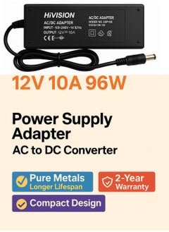 Hivision 12V 10A Power Supply Adapter – AC 110V~240V to DC 12V Converter – Universal Transformer for CCTV, LED Strips, and Electronic Projects  - Image 4