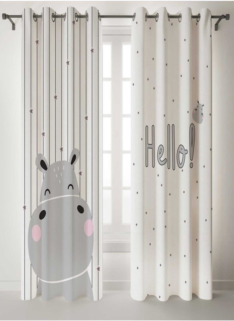 SHATTA Ready-Made Printed Curtain ( Two Pieces Grommet) 275x270x275 
