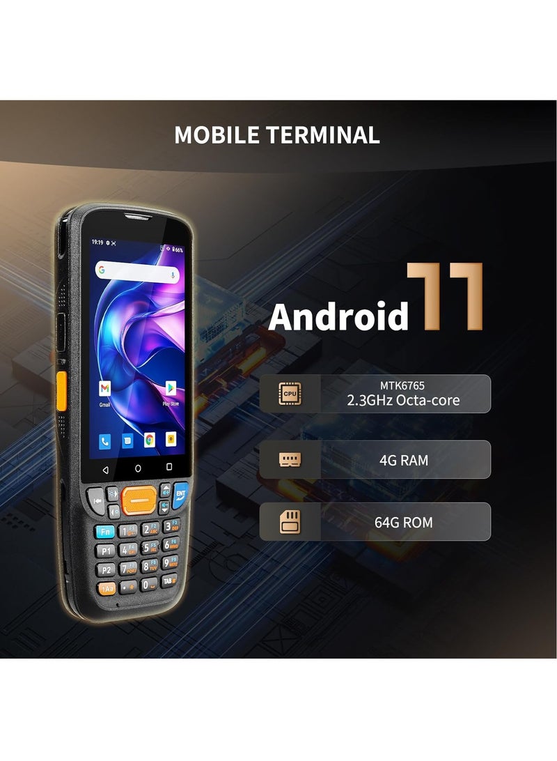 NETUM Android 11 Handheld Computer POS PDA Terminal, 4GB RAM+64GB ROM 1D/2D/QR Barcode Scanner Support Wi-Fi 4G BT NFC with 4” Touchscreen for Supermarket Restaurant Warehouse Retail Inventory Logistics - Image 2