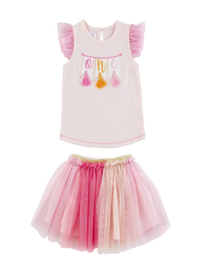 Mud Pie baby girls Mud Pie Toddler Girl Birthday Tutu Set, Pink, 1T US - Image 1