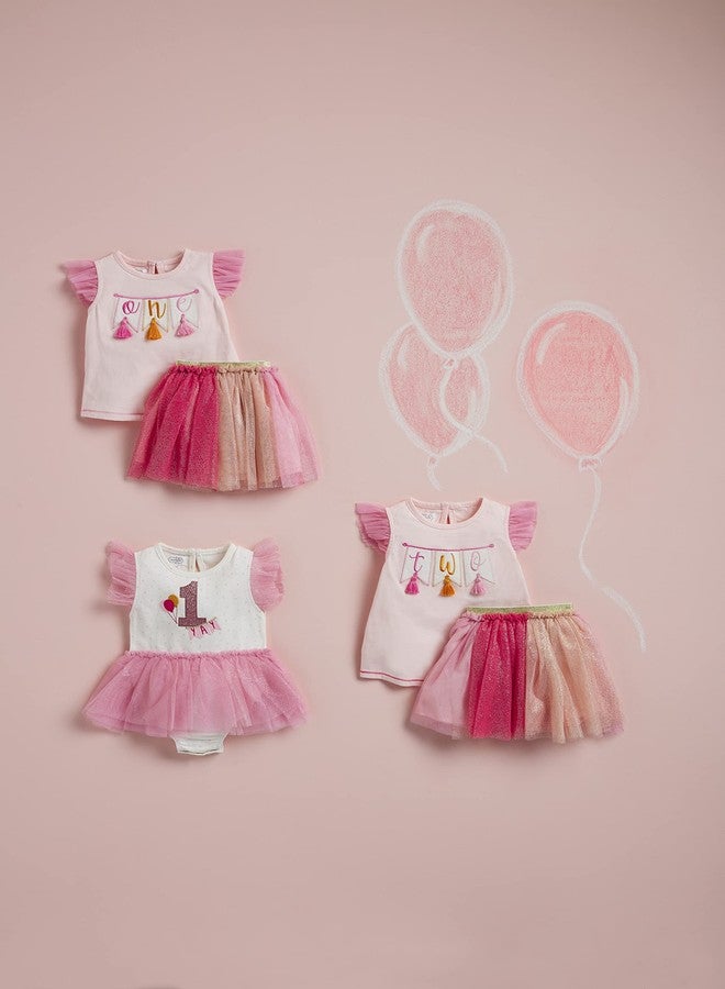 Mud Pie baby girls Mud Pie Toddler Girl Birthday Tutu Set, Pink, 1T US - Image 2