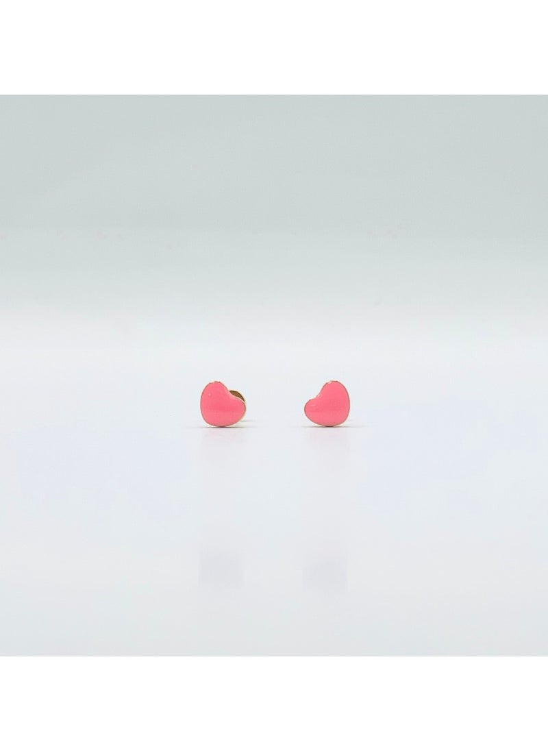 Earss Pink Heart Stud Earrings For Kids, Gold Plated  - Image 1