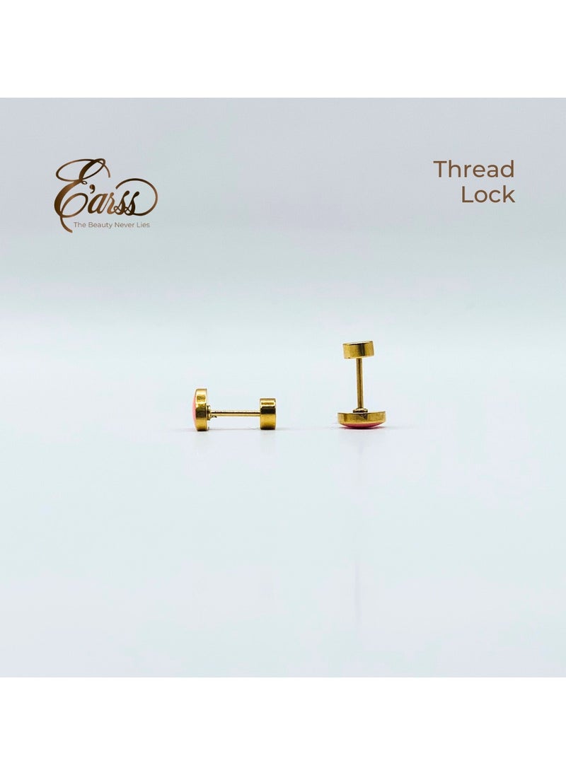 Earss Pink Heart Stud Earrings For Kids, Gold Plated  - Image 4