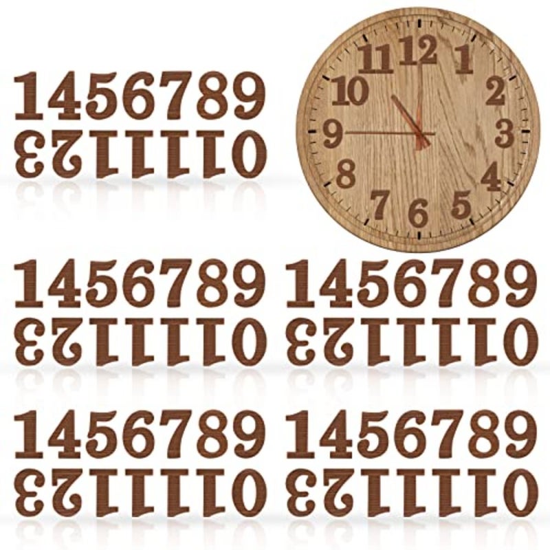 75 Pieces Wooden Clock Numbers Kit in 5 Sets Arabic Clock Numbers Self Adhesive Accessories for DIY Decoration - Image 1