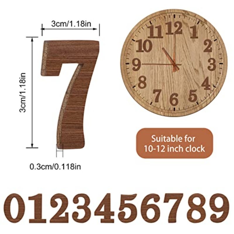 75 Pieces Wooden Clock Numbers Kit in 5 Sets Arabic Clock Numbers Self Adhesive Accessories for DIY Decoration - Image 2