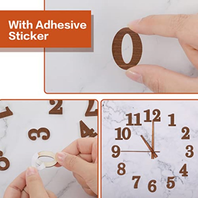 75 Pieces Wooden Clock Numbers Kit in 5 Sets Arabic Clock Numbers Self Adhesive Accessories for DIY Decoration - Image 4