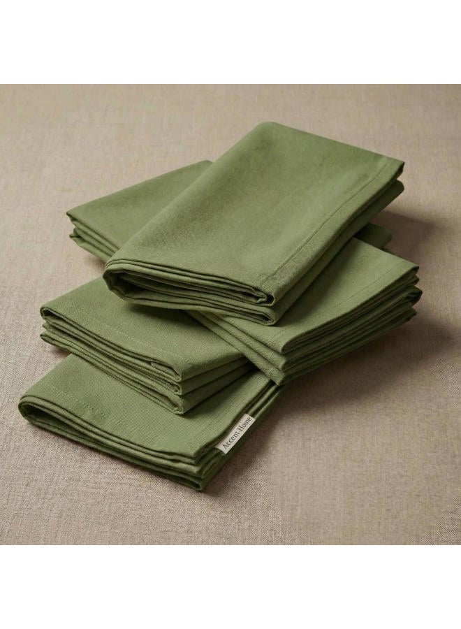 ACCENTHOME Cloth Napkins Set of 12 18x18 inch 100% Cotton Dinner Napkin Washable Hotel Quality Reusable Kitchen & Table Linen for Fall Thanksgiving Family Dinners Weddings & Everyday Use - Olive Green - Image 3