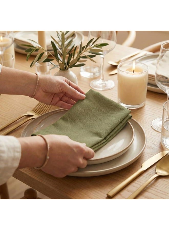 ACCENTHOME Cloth Napkins Set of 12 18x18 inch 100% Cotton Dinner Napkin Washable Hotel Quality Reusable Kitchen & Table Linen for Fall Thanksgiving Family Dinners Weddings & Everyday Use - Olive Green - Image 2