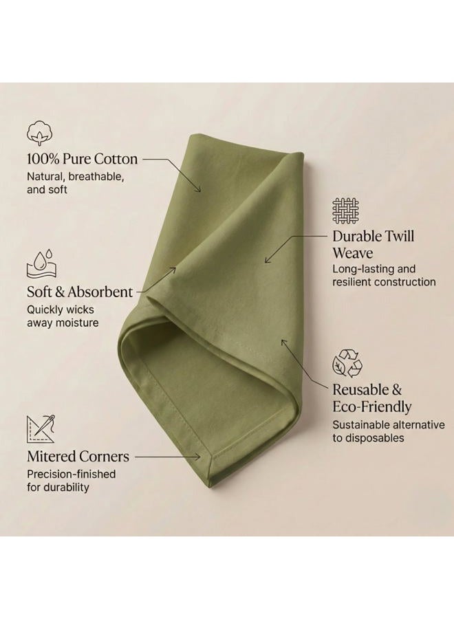 ACCENTHOME Cloth Napkins Set of 12 18x18 inch 100% Cotton Dinner Napkin Washable Hotel Quality Reusable Kitchen & Table Linen for Fall Thanksgiving Family Dinners Weddings & Everyday Use - Olive Green - Image 5