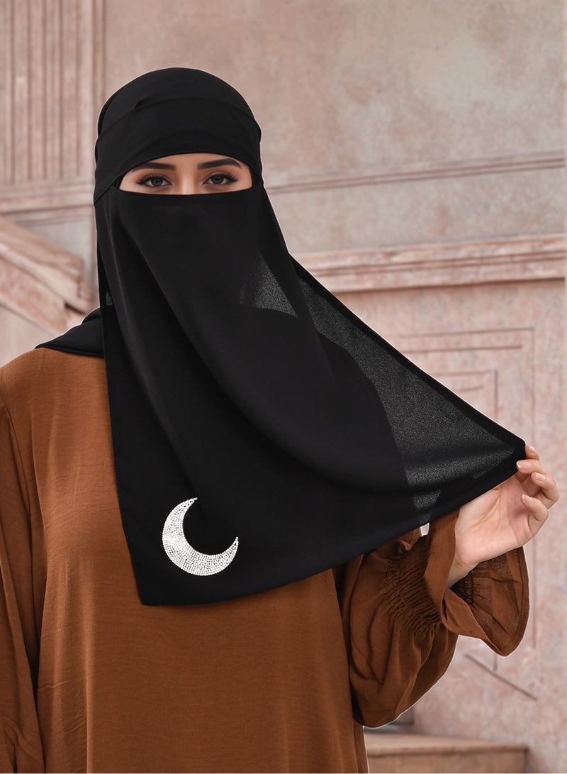 Single Layer Niqab Soft Chiffon Muslim Veil Face Cover One Layer Nose Piece Hijab Prayer Face Mask for Women Men  - Image 1