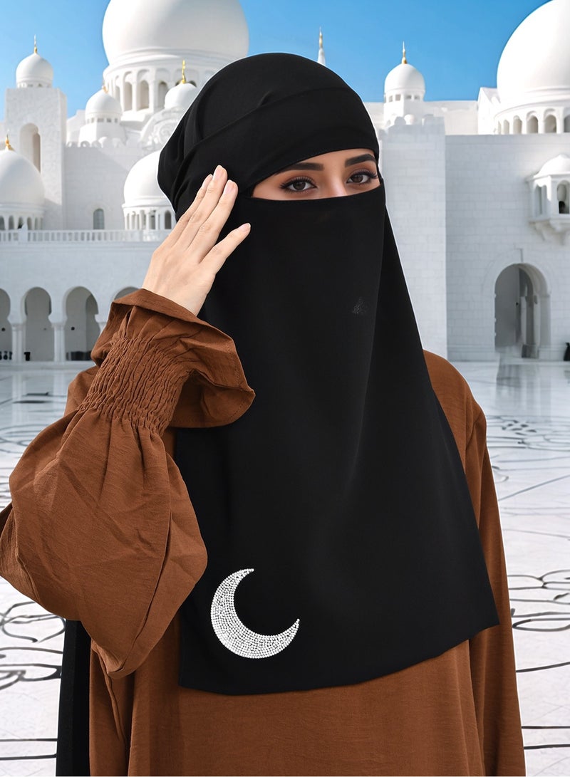 Single Layer Niqab Soft Chiffon Muslim Veil Face Cover One Layer Nose Piece Hijab Prayer Face Mask for Women Men  - Image 2