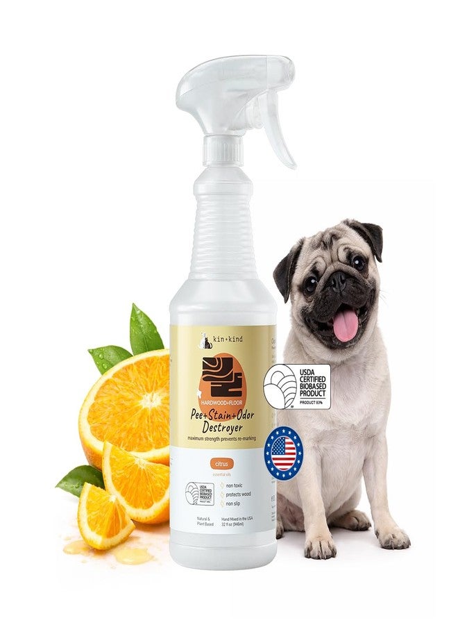 kin+kind Pet Urine Cleaner for Dogs & Cats, Hardwood Floor Cleaner, Stain & Odor Remover, Helps Stop Re-Marking, Citrus, 32 fl oz - Image 1