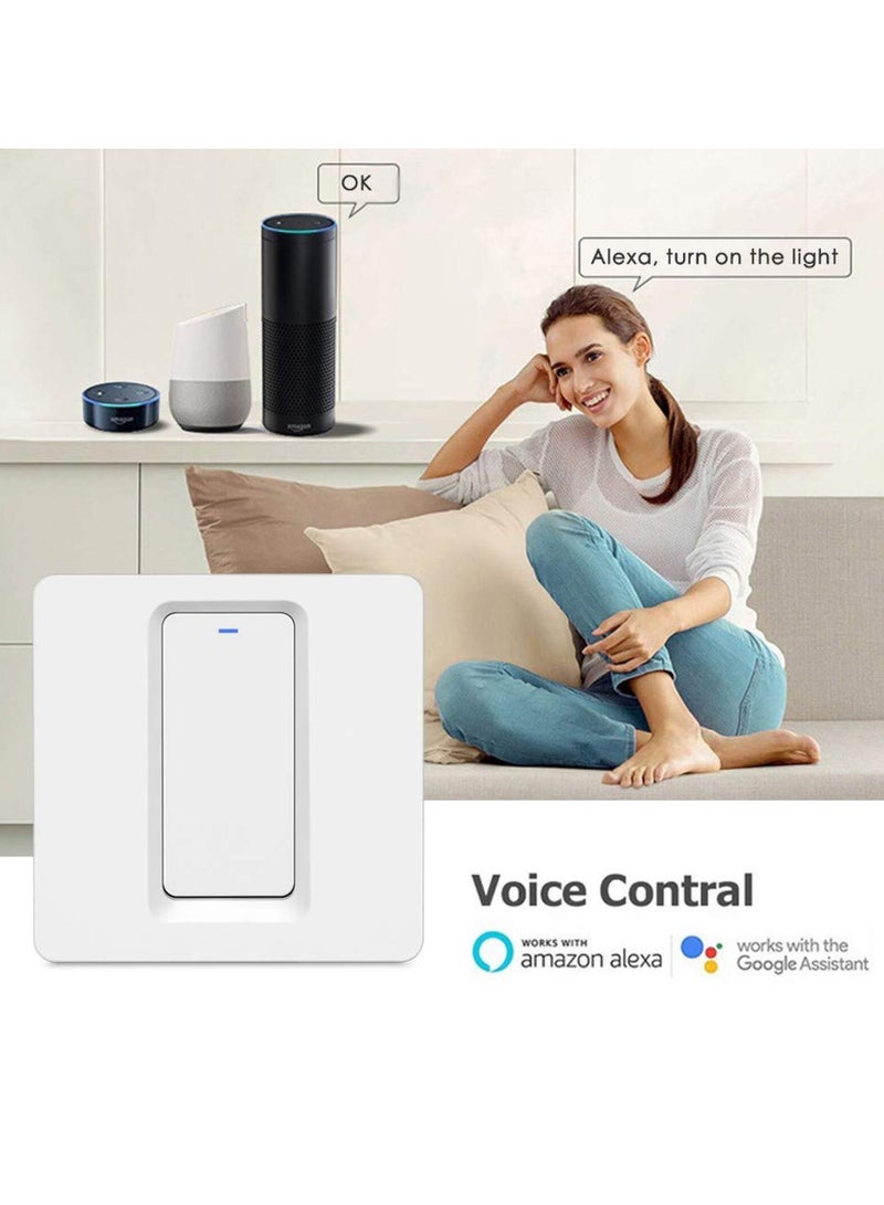 Imteaz Smart WiFi Wall Switch No Neutral Wire No Hub Required Touch and App Remote Control Compatible with Google Home Alexa Voice Control Timing Function White Gang 1 for Home and Everyday Use - Image 4