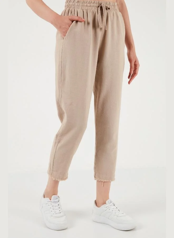 ليلا بنطلون قصير نسائي بخصر عالٍ من الكتان من ليلا