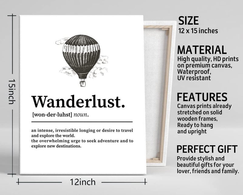 WKYAER Wanderlust Inspirational Canvas Wall Art - Image 3