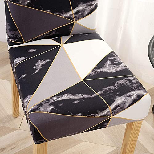 Styleys Polyester Printed Washable Elastic Dining Chair Cover Slipcovers (Set of 6, Black Prism, SLMC2024) - Image 5