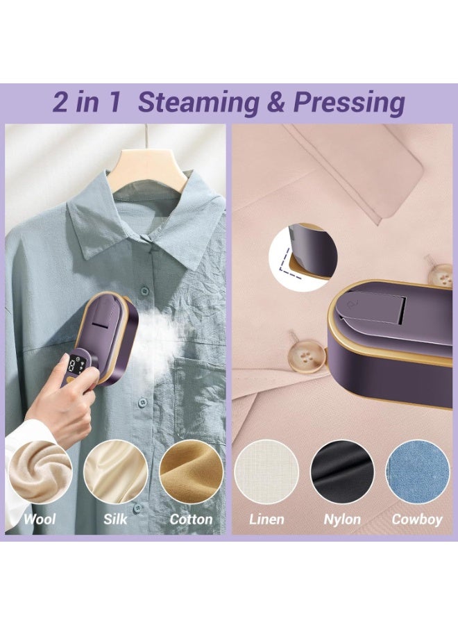 Mini 3 Steam & Iron Modes Iron Steamer,1800W, 2 in 1 Portable Steamer Support Dry&Wet Ironing, 9S Heating, 180° Rotatable Travel Steam Iron(Purple) - Image 2