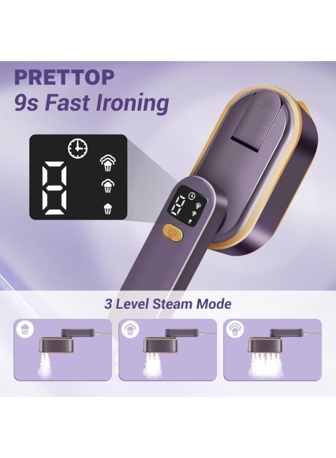 Mini 3 Steam & Iron Modes Iron Steamer,1800W, 2 in 1 Portable Steamer Support Dry&Wet Ironing, 9S Heating, 180° Rotatable Travel Steam Iron(Purple) - Image 3