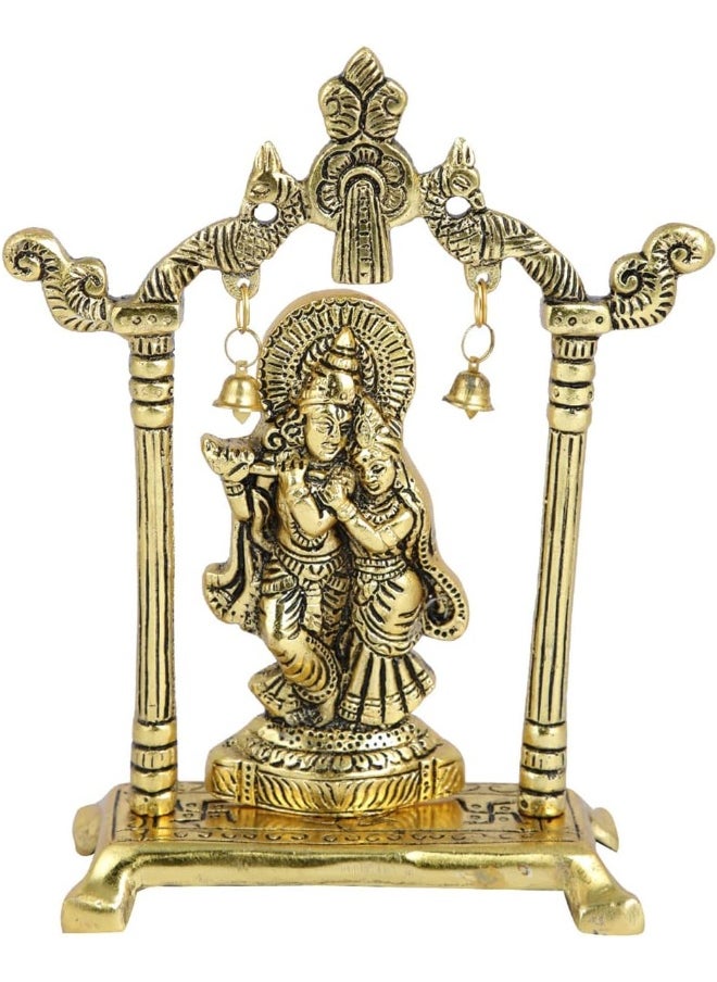 Collectible India - Metal Gold Plated Radha Krishna Idol Sculpture Statue Figurine Decorative Showpiece For Janmashtami Home Decoration Temple And Gift - Image 1