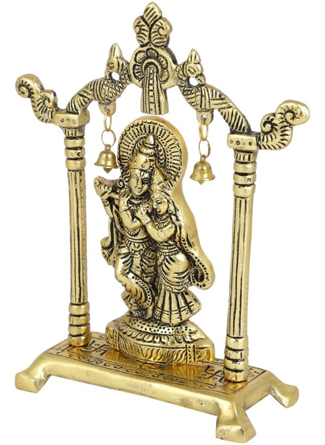 Collectible India - Metal Gold Plated Radha Krishna Idol Sculpture Statue Figurine Decorative Showpiece For Janmashtami Home Decoration Temple And Gift - Image 1