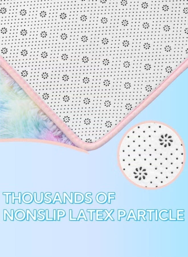 Loquat Colorful Rug，Rainbow-colored Carpet，Carpet suitable for girls' bedrooms，160*200cm Large Shag Kids Colorful Rug for Living Room - Soft  Non-Slip（Rainbow） - Image 4