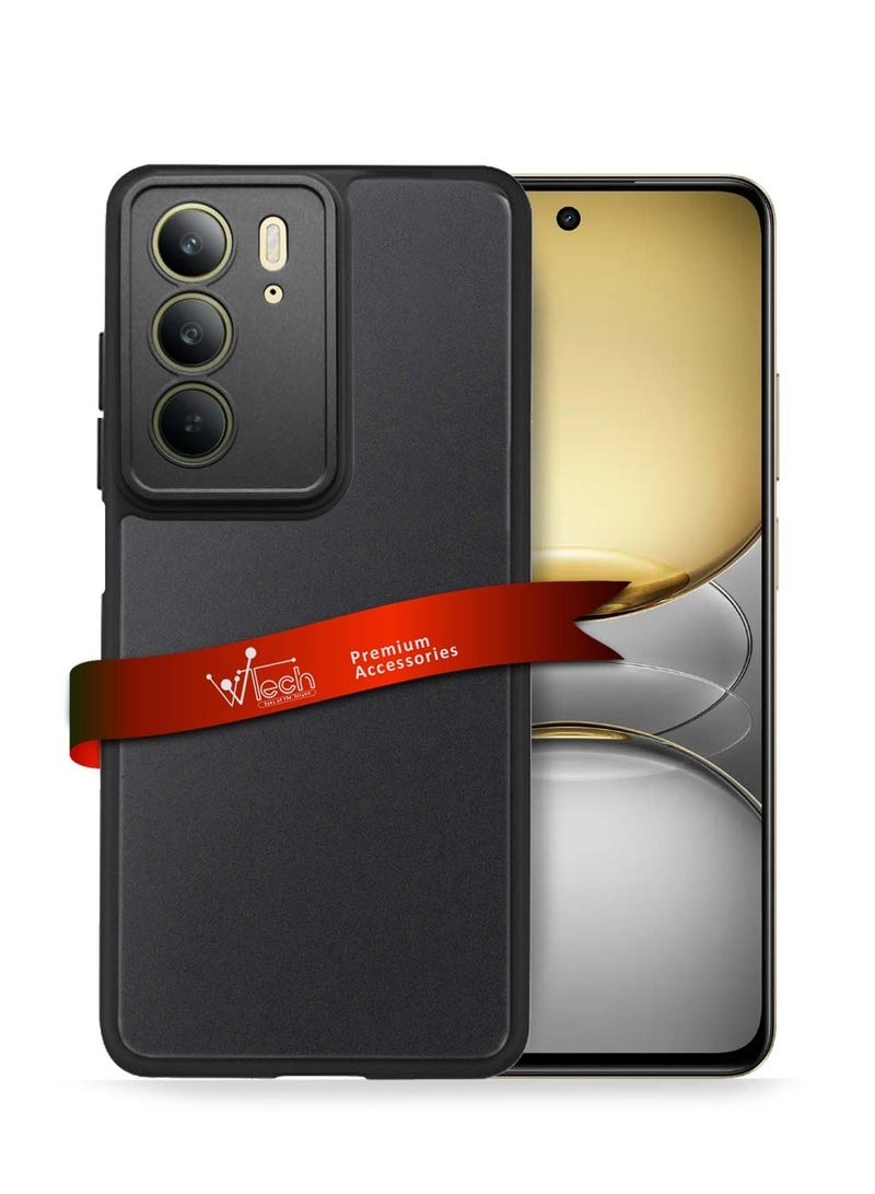 Wtech Realme C75 4G 2024 Hybrid Silicone with Translucent Back Protective Lens Shield Case Cover - Black - Image 1