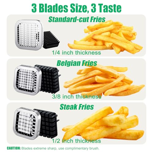 Eascandy French Fry Cutter, Heavy Duty Potato Slicer, Stainless Steel French Fries Cutter for Sweet Potato, Carrot, Yam, Cucumbers, 1/2&3/8&1/4 Cutter - Image 5
