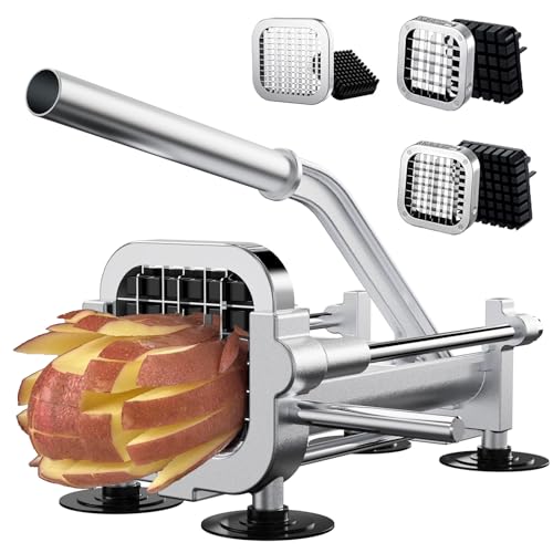 Eascandy French Fry Cutter, Heavy Duty Potato Slicer, Stainless Steel French Fries Cutter for Sweet Potato, Carrot, Yam, Cucumbers, 1/2&3/8&1/4 Cutter - Image 1