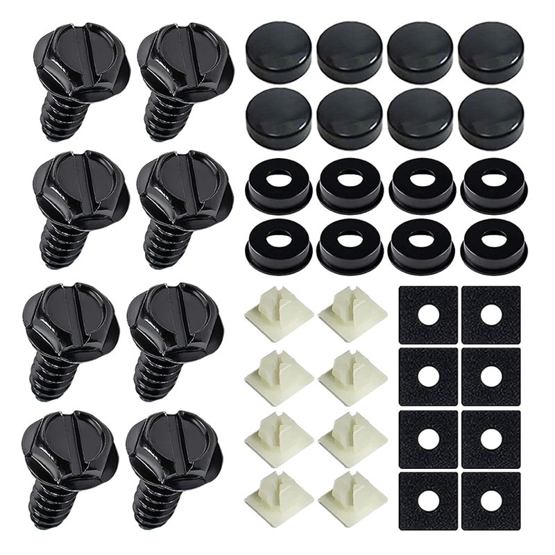8 Set Anti Theft License Plate Screws Kits Rust Proof Stainless Steel License Plate Screws Kit for Front and Back License Plates and License Plate Frames or Covers on All Cars